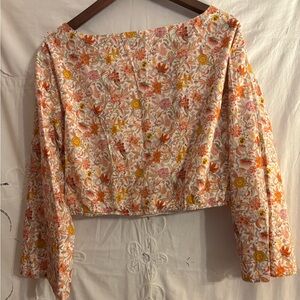 J Crew floral 100% cotton top. Cropped. Romantic, whimsical.